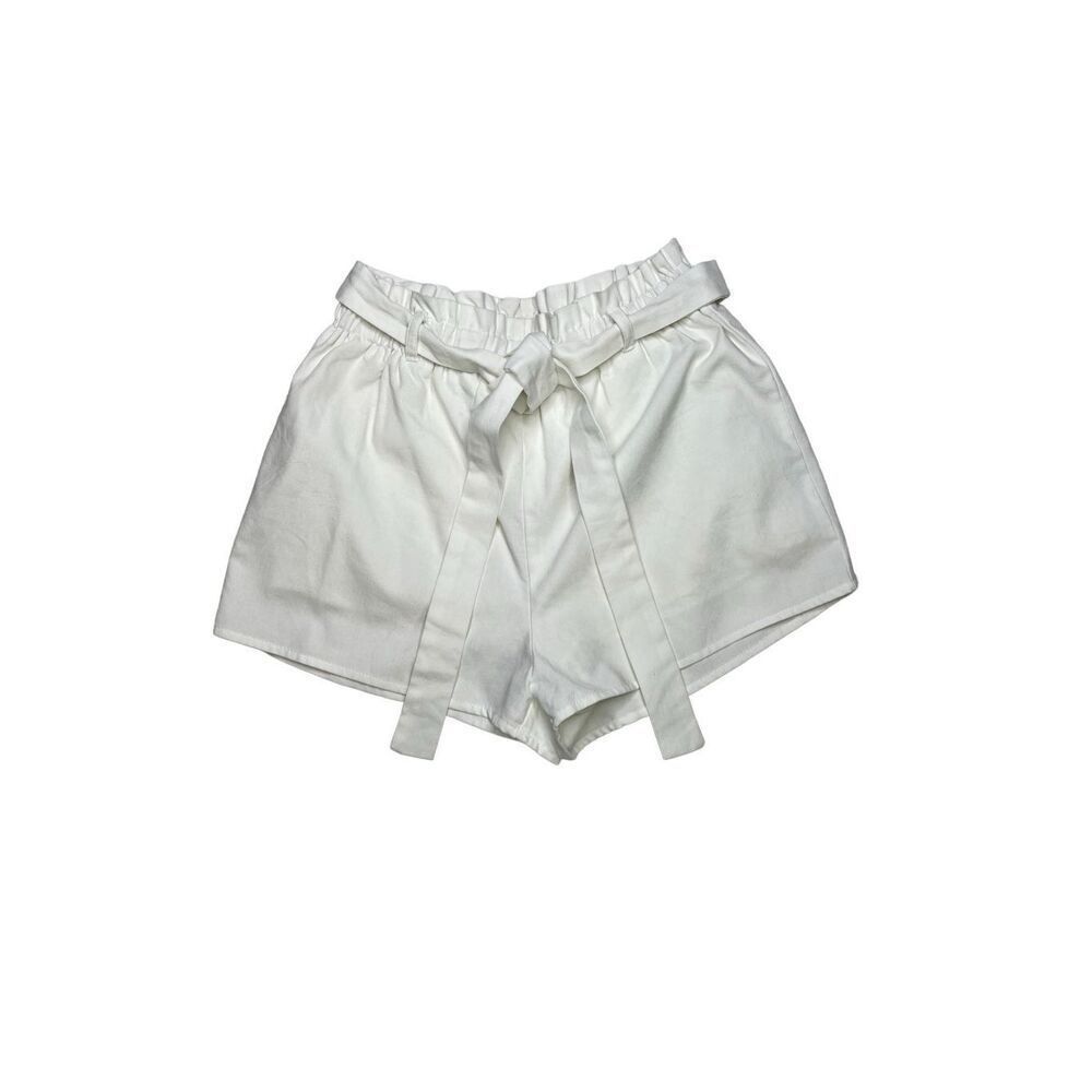 Lulu's shorts women’s size small white gathered waist tie belt lined dressy